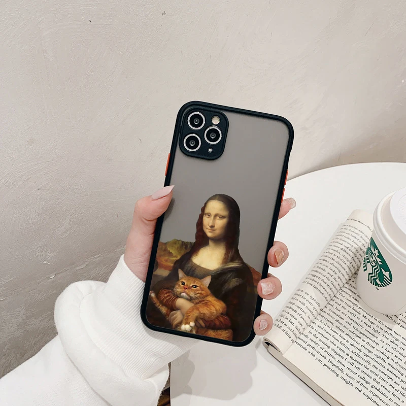Cartoon-Kunst Ästhetische David Mona Lisa Handyhülle für iPhone 16 14 Plus 17 15 14 13 12 11 Pro Max XS X XR Stoßfeste Rückseite – Detail 3
