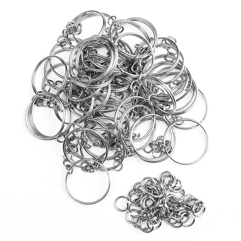 Metal Keychains with Split Rings Link Chain Key Rings Keyfob Key Pendants Holder DIY Chains Keyring Accessories Tools