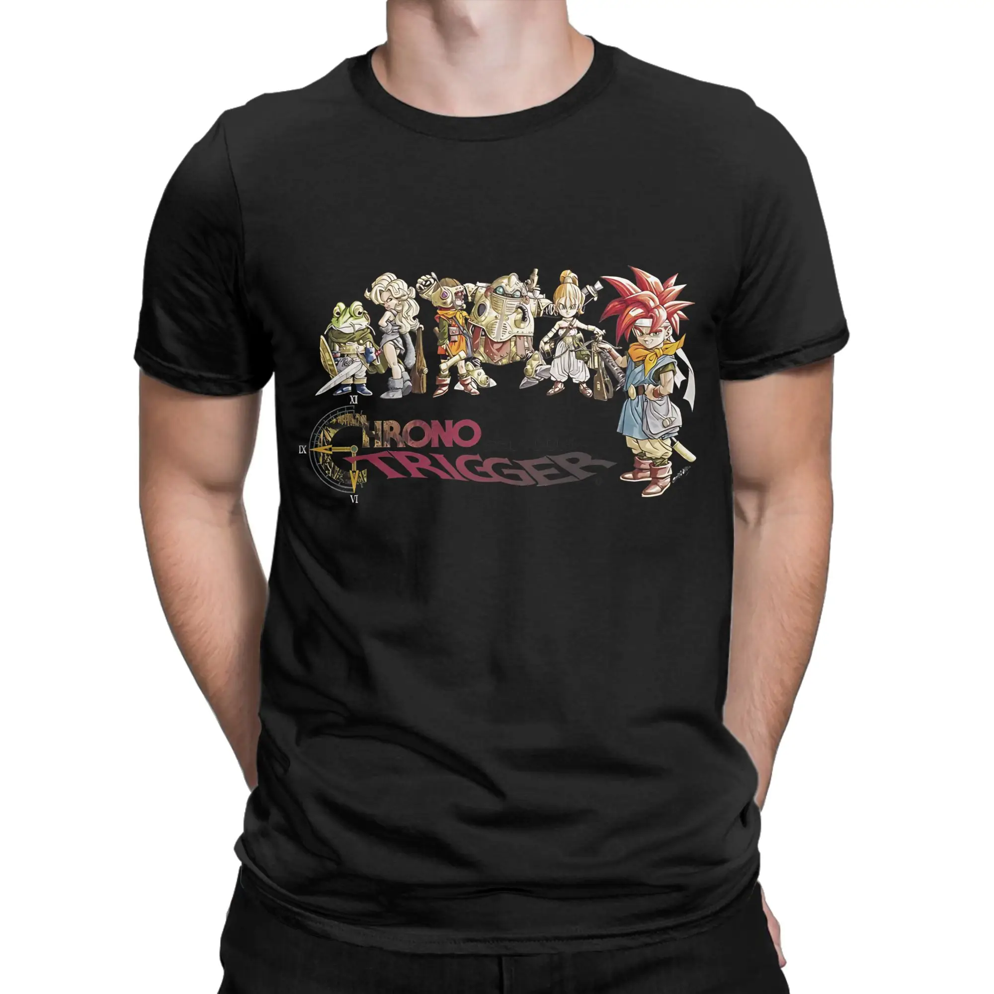 Chrono Trigger Logo Lustiges Grafik-T-Shirt aus 100 % Baumwolle. Chrono Trigger T-Shirts für Herren