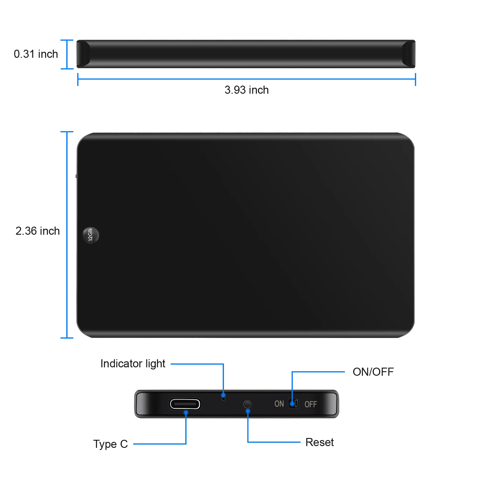 Gravador Ativado por Voz Mais Magro com 379 Horas de Capacidade de Gravação de Áudio Ditaphone para Reuniões de Palestras de Trabalho V66 V66 64gb - Image 4