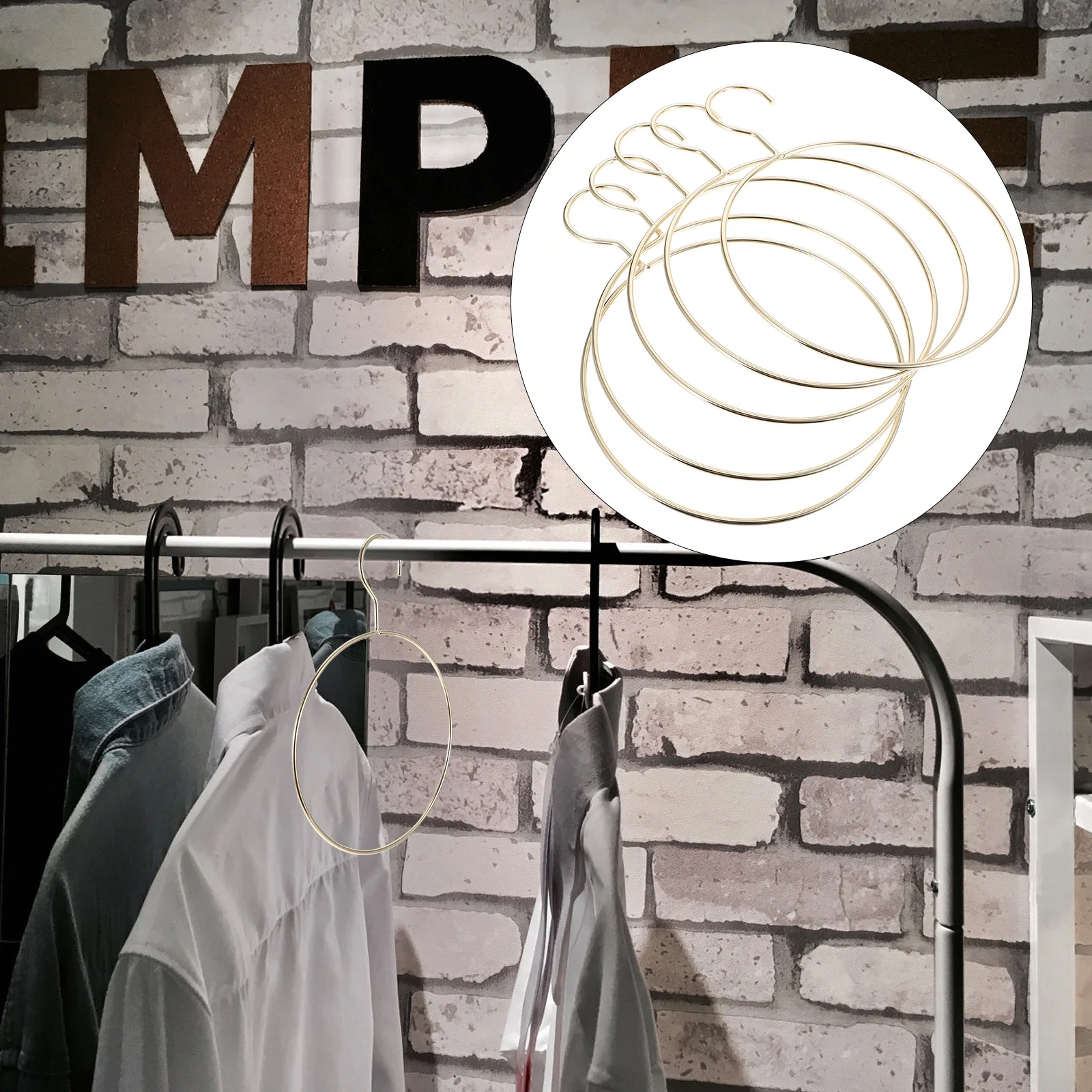 

5pcs Round Clothes Hangers Metal Scarf Hangers Creative Closet Scarf Hangers For Bathroom Bedroom Wardrobe ( Golden )