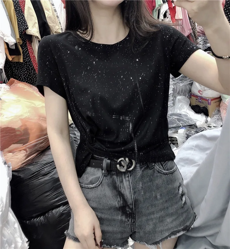 Korean short bottoming shirt net 