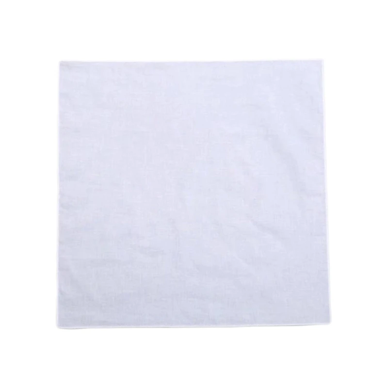 

Women Plain Portable Square Handkerchief Washable DIY Cotton Napkin Pocket Hanky F0T5