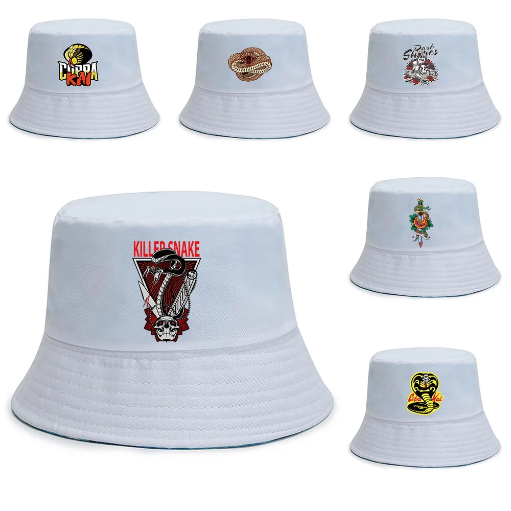 

Cobra Print Bucket Hat Two Side Wear Unisex Simple Bob Caps Hip Hop Gorros Men Women New Panama Cap Beach Fishing Boonie Sunhat