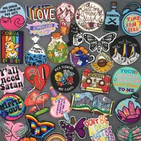 Shop Cartoon Patch: Embroidered Iron-On Patches for Clothing with Mountain Water Landscape Design - Sewing Sticker, Clothes Badges Online