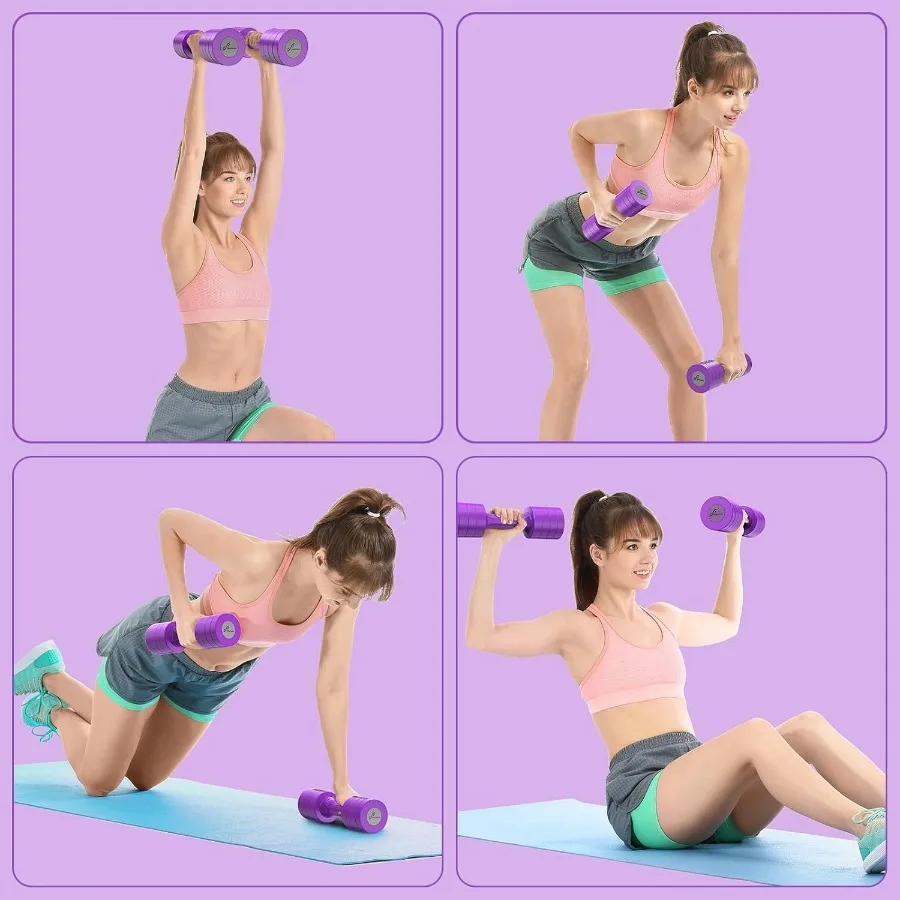 Adjustable Dumbbells Hand Weights Set: 5 lb Dumbbell Set of 2 Each 2lb 3lb 4lb 5lb Free Weights Fast Adjust Weight 4 In 1 Weight