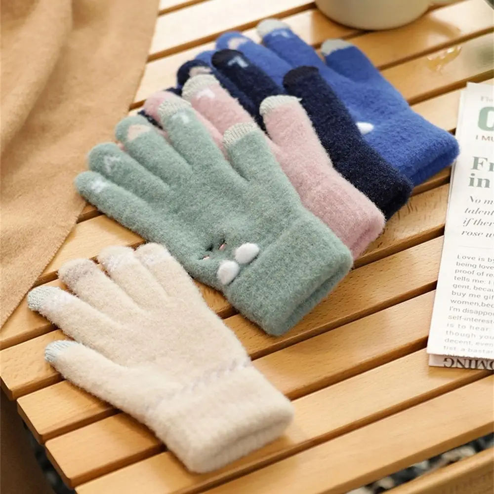 

Трикотажные перчатки для сенсорных экранов, повседневные ветрозащитные и непромокаемые велосипедные перчатки для вождения, теплые перчатки с пальцами для студентов