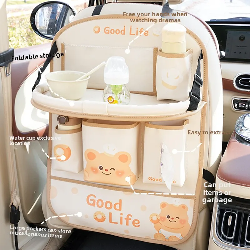 1PC Car seat back storage bag multi-functional small table board car rear storage bag cartoon car artifact