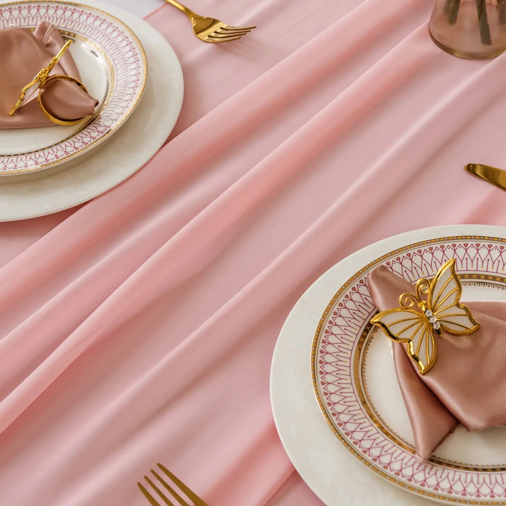 Table Runner 1PC/4PCS Chiffon 30x300cm Sheer Romantic For Wedding Birthday Party Bridal Shower Outdoor Decoration