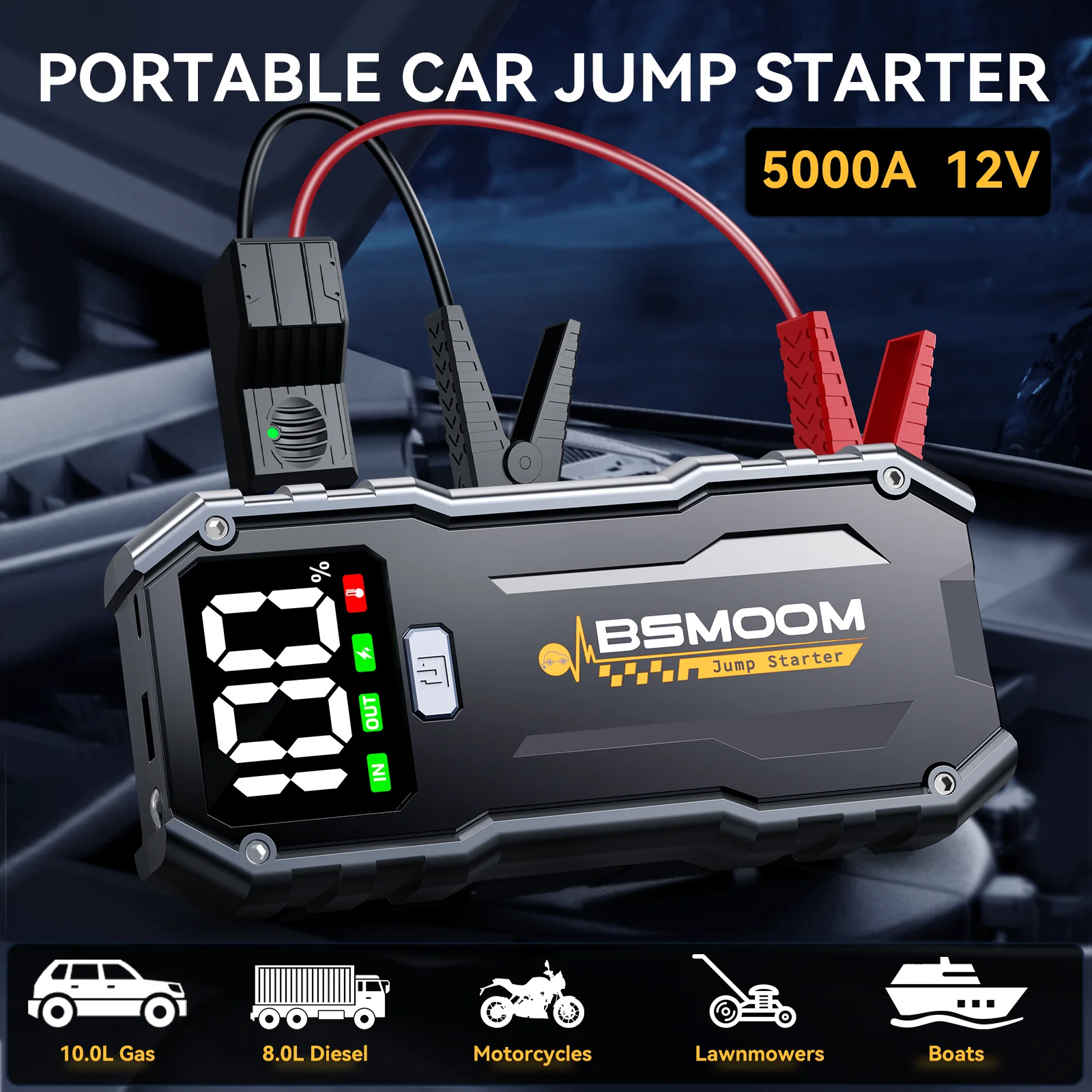 12V 6000mAh capacity car battery starter portable power bank car charger booster for start Starting auxiliary SOS lighting