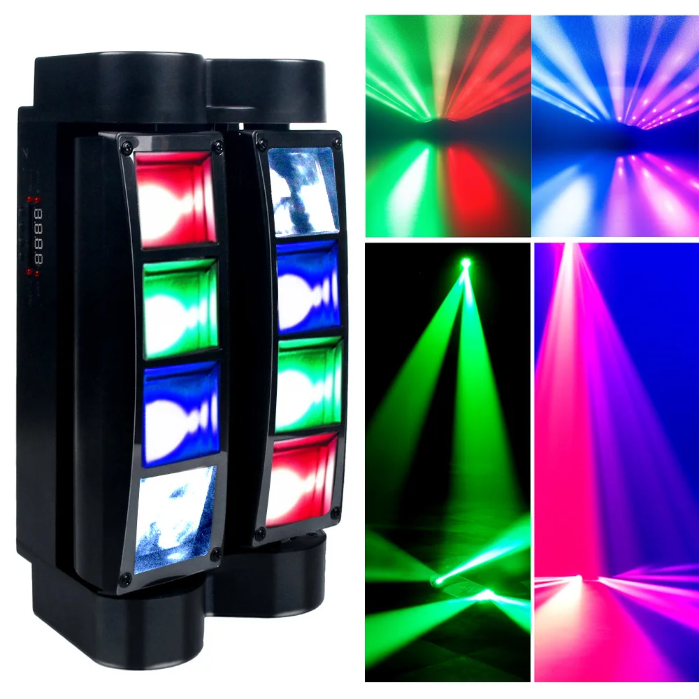 Stage Equipment Mini 8x3w RGBW LED 4in1 Beam Moving Head Lights DMX Control for