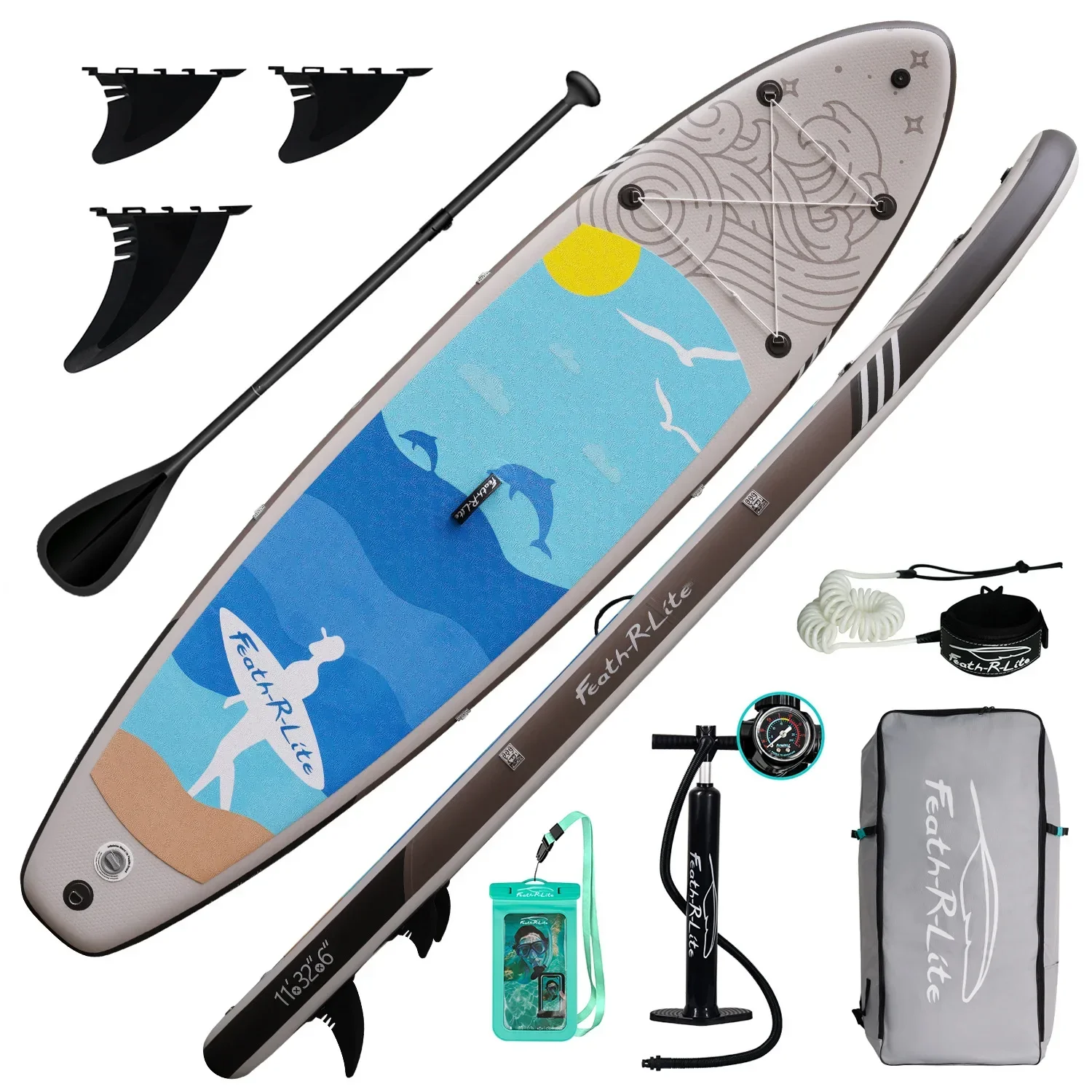 thumbnail image 2 of HICOO 11'6u00d734"u00d76" Extra Wide Inflatable Paddle Board With Kayak Seat, Stand Up Paddle Board, Sup Board With Double Blade Paddle, 10L Waterproof Bag, 16 D-Rings, 3 Removable Fins, Camera Mount 2 of 9