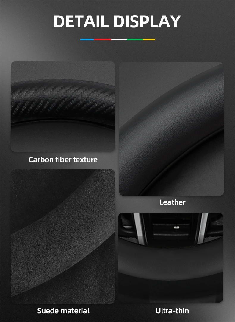Passend für Mitsubishi Wildleder Matte Carbon Fiber Texture Lenkradbezug Passend für Outlander 3XL L200 Lancer 2009X9 10 Asx Pajero Tr4 Mirage G4 Eclipse Cross Ralliart Grandis Carisma Colt – Detail 12
