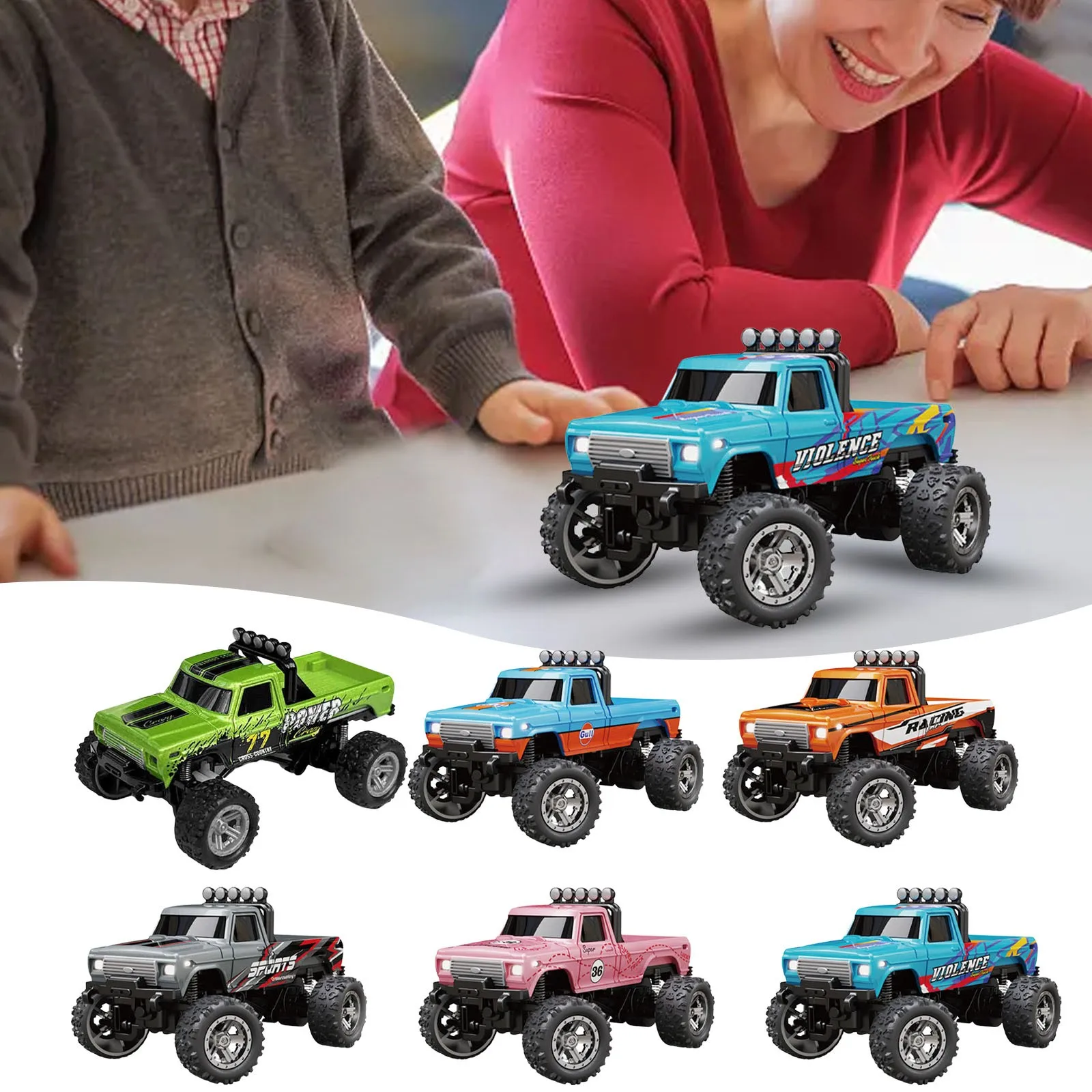 미니 RC 트럭 1/64 스케일 미니 트럭 2.4g 무선 조종 자동차 USB 충전식..