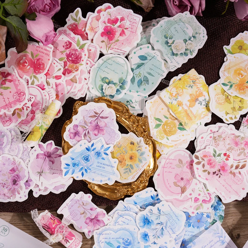 

Watercolor Halo Style Floral Plants Stickers Decoration Phone Journaling Material Creativity Aesthetic Scrapbooking Design Paper