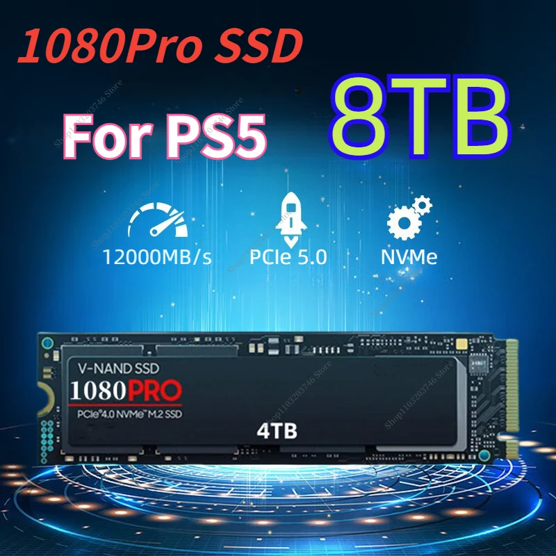 

2024 1080PRO 1TB 2TB 4TB NVMe SSD M.2 2280 12000MB/s PCIe 5.0 Internal Solid State Drive for PS5 PlayStation 5 Desktop PC Laptop