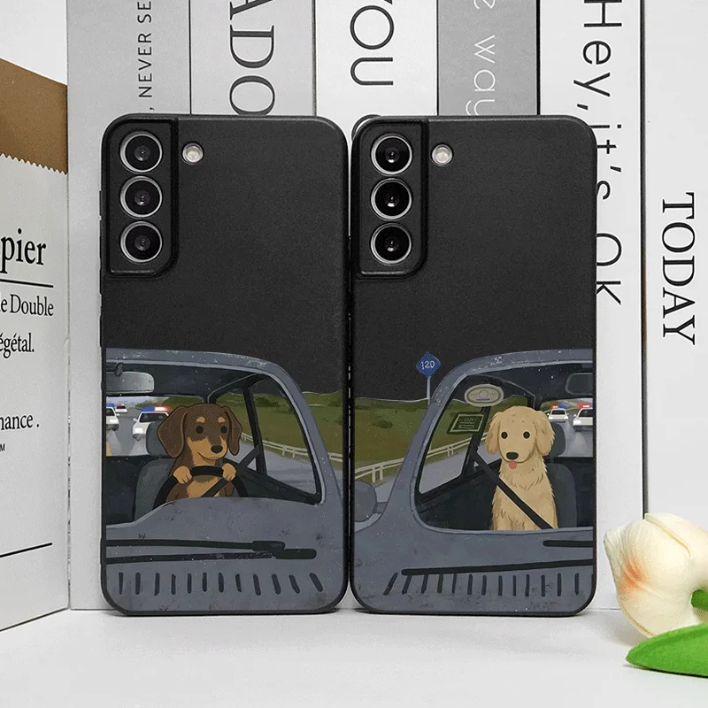 Charming Cartoon Animal Couple Dog Printed Soft Phone Case Cover