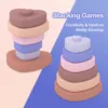 TYRY.HU 6pcs Baby Silicone Building Block Infant Montessori Cartoon Heart Shaped Stacking Soft Block Kids Silicone Teething Toys 2