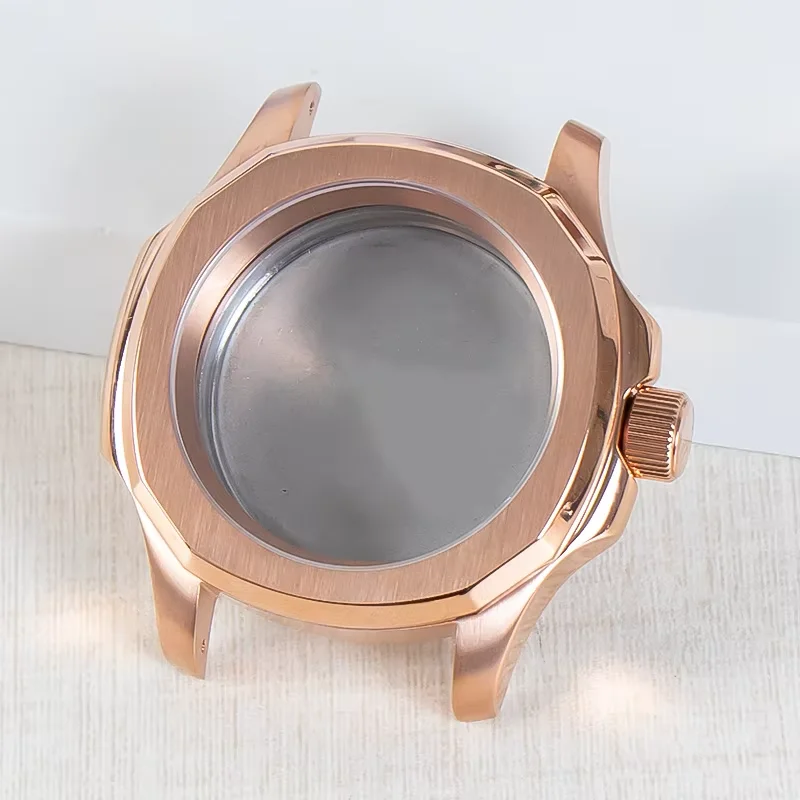 Premium Watch Case with Sapphire Crystal and Strap - Silver, Gold, Black - 41mm