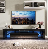 63" Floating TV Stand for 60" TV, LED TV Cabinet w/Power Outlets, Storage and Shelf, Modern High Gloss Media Console Table 6
