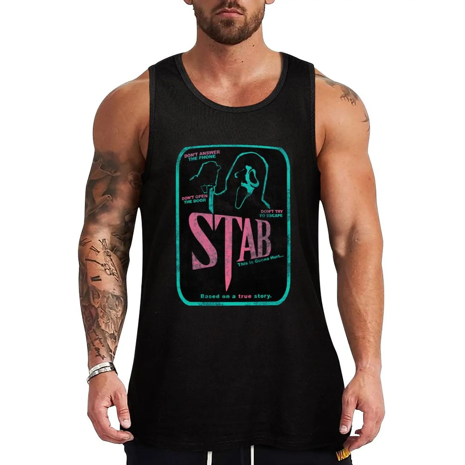 

Stab (Vintage Style Horror) Tank Top Men's sleeveless gym shirts Top summer