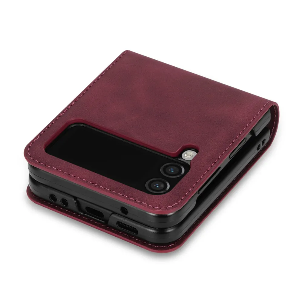 Elegant Splicing Line Leather Wallet Phone Case with Credit Card Slots