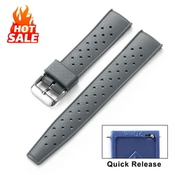 Premium Tropical FKM Rubber Quick Release Watch Strap - Soft Silicone Universal Fit - 22mm (Grey)