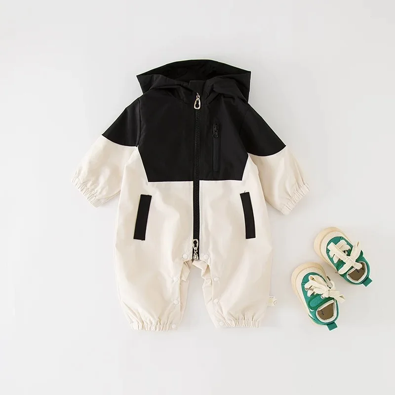 Baby Boys Long Sleeve Hoodie Jumpsuits Windproof Rompers