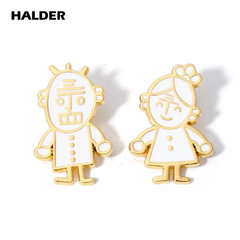 Halder Cute Couple Badge Ding Old Man Ding Old Lady Metallo Smalto Spille Gioielli Nuovo Regalo Per Lover Friend Donna Uomo