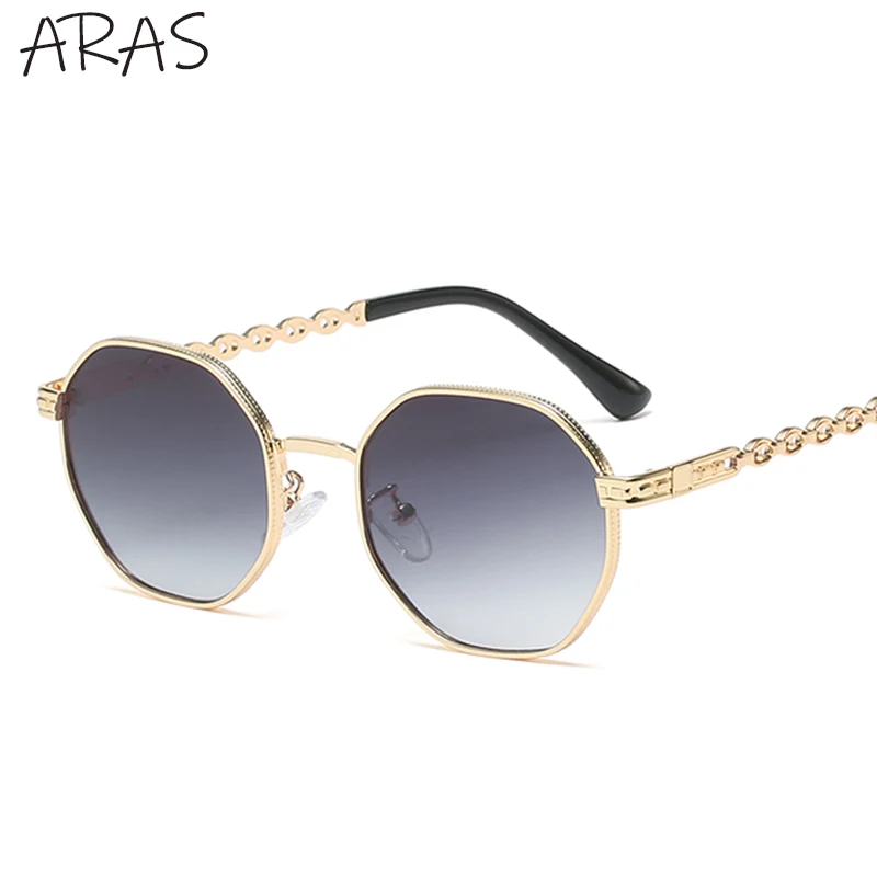 

Retro Polygonal Metal Chain Sunglasses For Women Luxury Brand Designer Square Sun Glasses Female Shades Gradient Lens Sunglass
