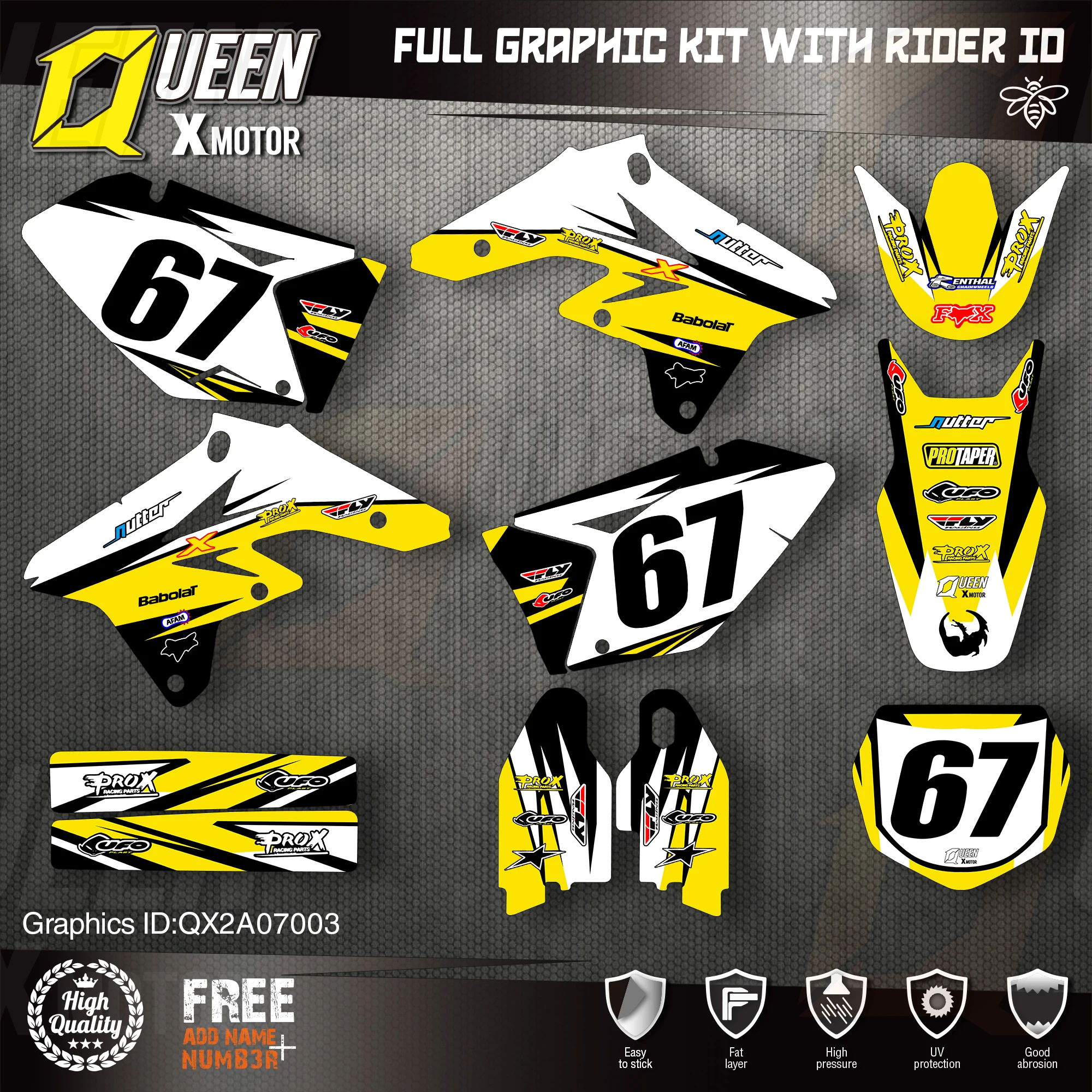 

Queen X MOTOR Custom Team Graphics Decals Stickers Kit For SUZUKI Decal 2007 2008 2009 RMZ 250 003