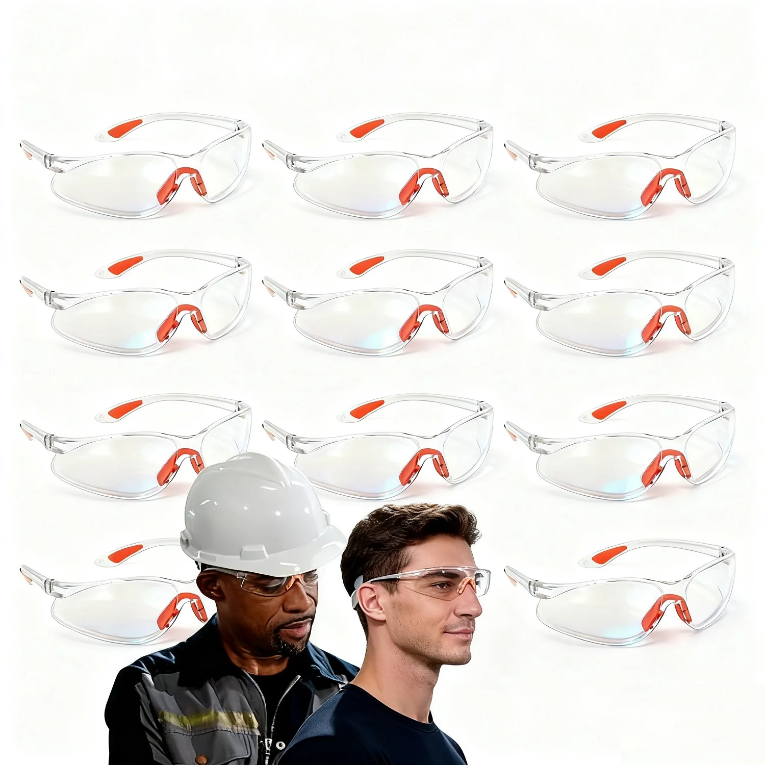 Safety Glasses -12 Piece Pack of Protective Glasses,Safety Goggles Eyewear Eyeglasses for Eye Protection with Clear Plastic Lens
