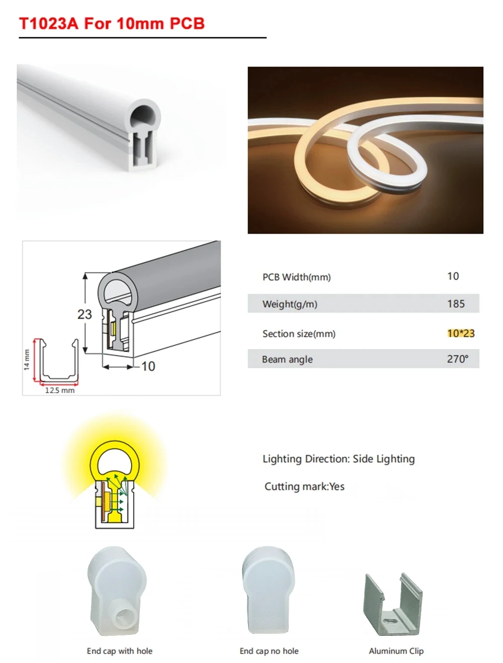 Silikon-Neonschlauch, Silikagel-Abdeckrohr, T1023, Schwarz/Weiß, für 10 mm LED-Streifen, IP67, wasserdicht, für drinnen und draußen, Heimdekoration – Detail 7