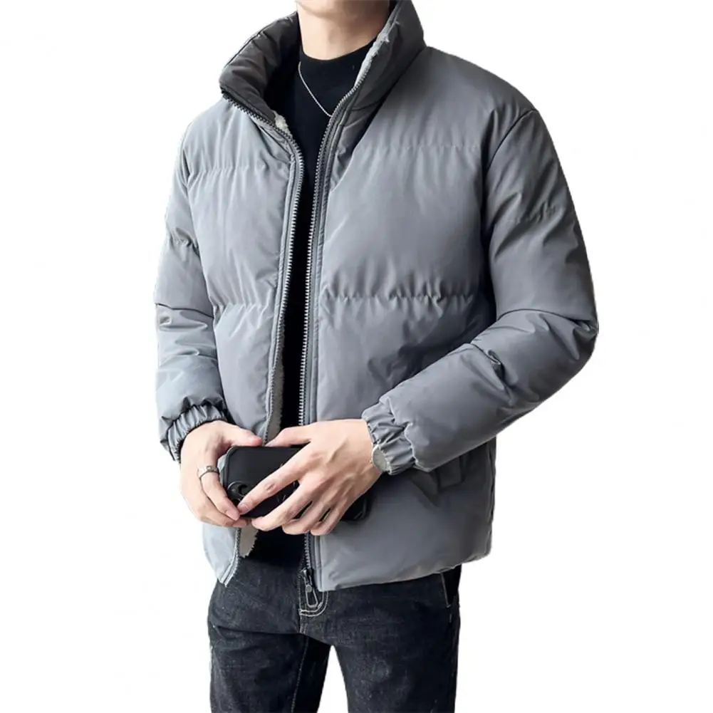 

Хлопковое пальто, мужское хлопковое пальто, мужской ветрозащитный зимний пуховик с плюшевой подкладкой и защитой шеи, с застежкой-молнией и термоудерживанием