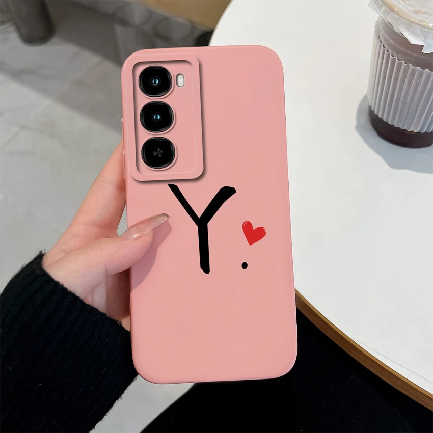 Cute Couple Letters Pattern Lens Protection Soft Silicone Advanced Anti-Fall Fingerprint Resistant Phone Case