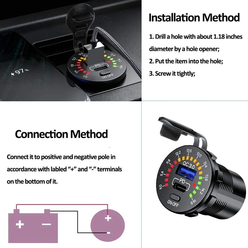   USB   , а  ġ , , UTV, RV, PD  QC3.0, 12V, 24V