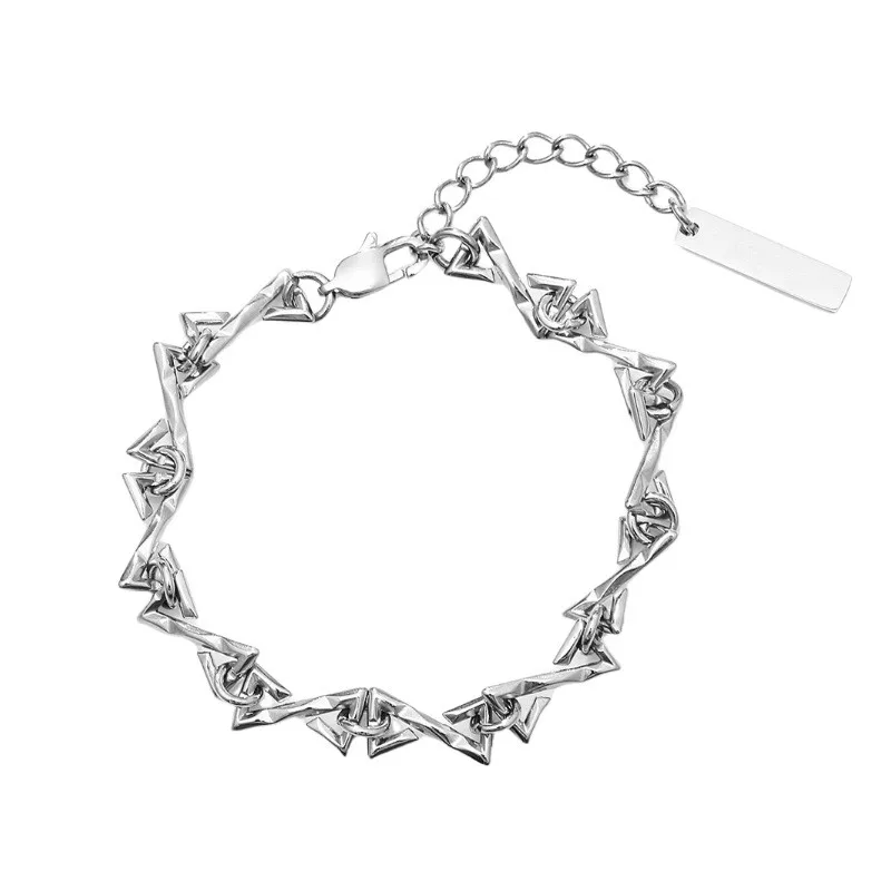 Silver Color Geometric Twisted Thorn Line Chain Bracelet for Women Men Niche Design Hiphop Bracelets Party Jewelry Accessories