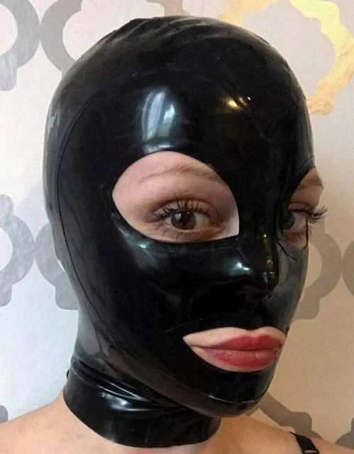 100% Natural Latex Mask Fetish Rubber Hoods Open Mouth Eyes Back Zip Sexy  Headgear Handmade Women Halloween Cosplay Costumes - AliExpress