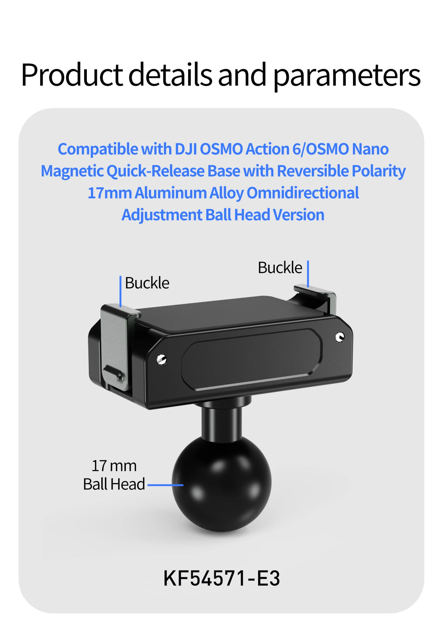 Schnellverschluss-Magnetfuß für DJI Osmo Action 6, Osmo Nano-Klemmhalterung, 17 mm Kugelkopf-Rotationsadapter, Verlängerungshalterung – Detail 40