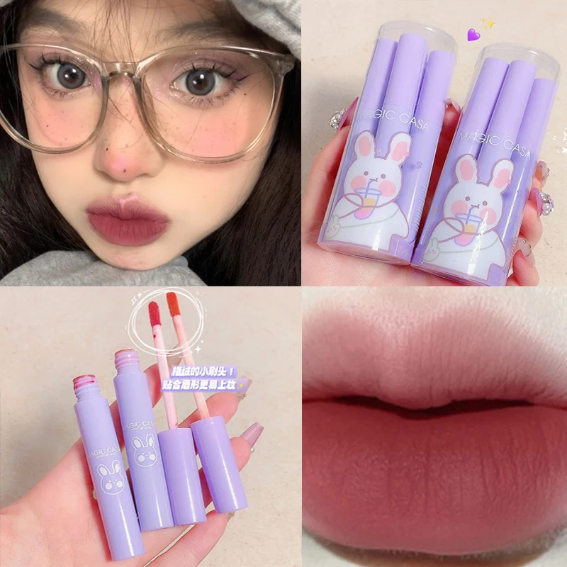 

Waterproof Mirror Water Matte Lip Gloss Lip Glaze Long Lasting Moisturizing Liquid Lipstick Nude Red Lip Tint Makeup 6pcs/box
