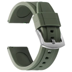 Silicone Sports Fashion FKM Watch Strap - 20mm/22mm Rubber Band Wristband - 22mm (Army green)
