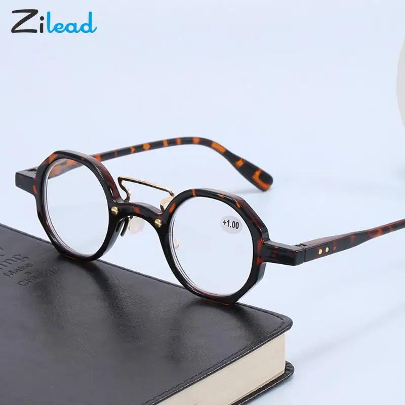 

Очки Zilead для чтения для мужчин и женщин, круглые оптические аксессуары для чтения при пресбиопии, в стиле ретро, с диоптриями от + 1до + 4
