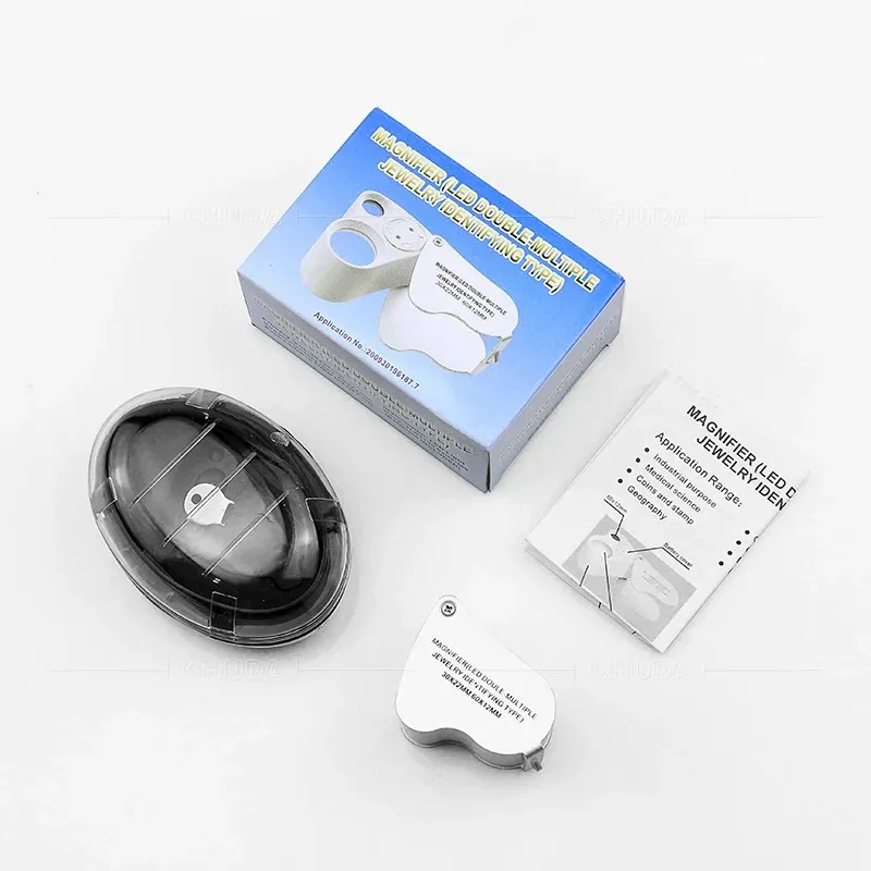 Jewelers Loupe Magnifier 30X 60X Illuminated Foldable With Bright LED Light For Gems Jewelry Coins Stamps