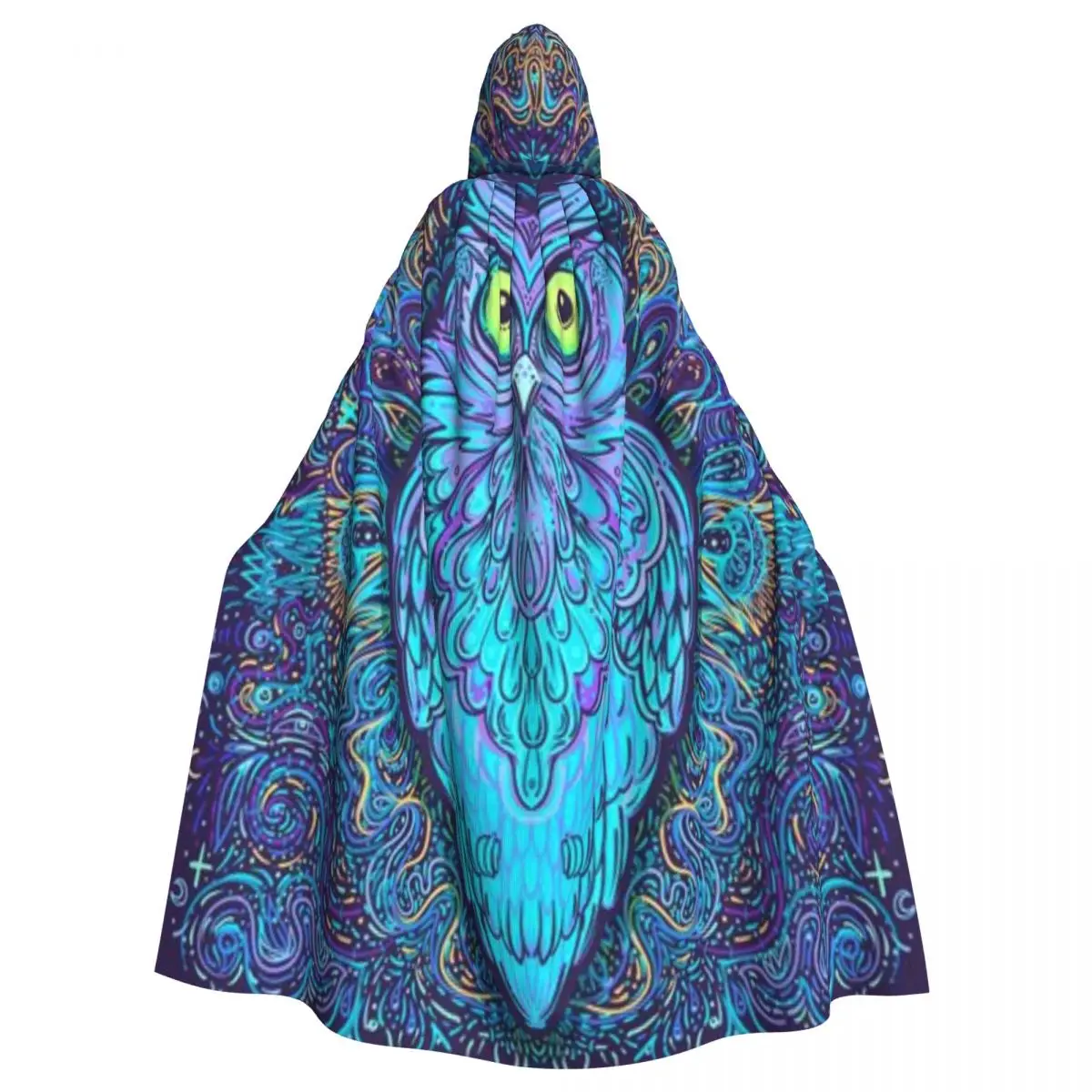 

Unisex Witch Party Reversible Hooded Adult Vampires Cape Cloak Cute Owl Psychedelic