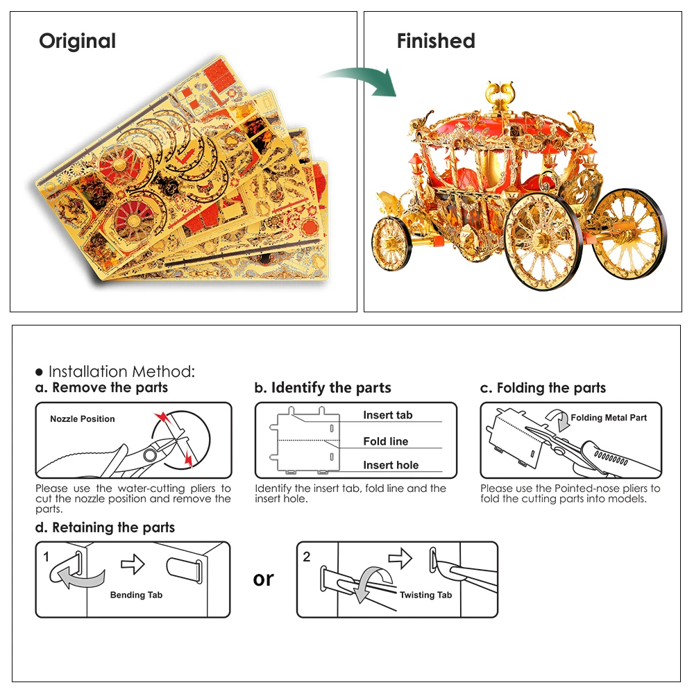 3D Metal Puzzle The Princess Carriage Model Kits DIY Toy for Teen Jigsaw Brain Teaser Gifts for Adult Piececool