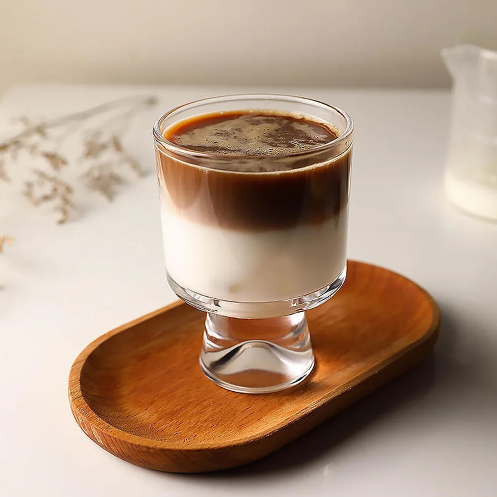 Japanese-Style High-Footed Snow Mountain Bottom Glass Coffee Cup Pack Of 6