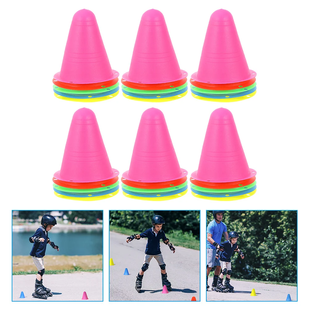 30 Pcs Football Balls Roller Bollards Cones for Roller-skating Training Agility Bike Wind-proof Marker Markers Stackable