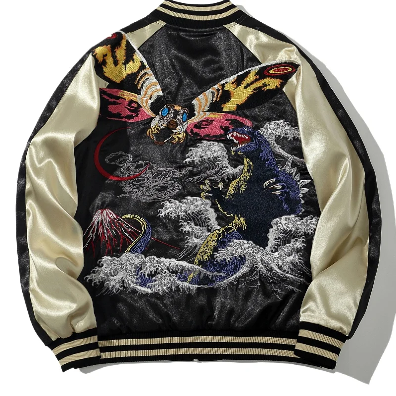 

Hi Street Oversized Jacket With Tiger Phonex Sakura Embroidery Streetwear Harajuku Hip Hop Coat Outerwear Heavy Work Uniform