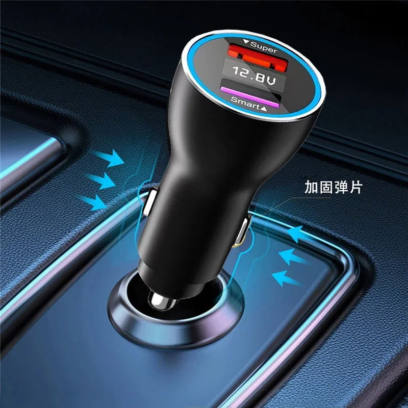 Dual Ports 120W Super Fast Car Charger with 12A Cable