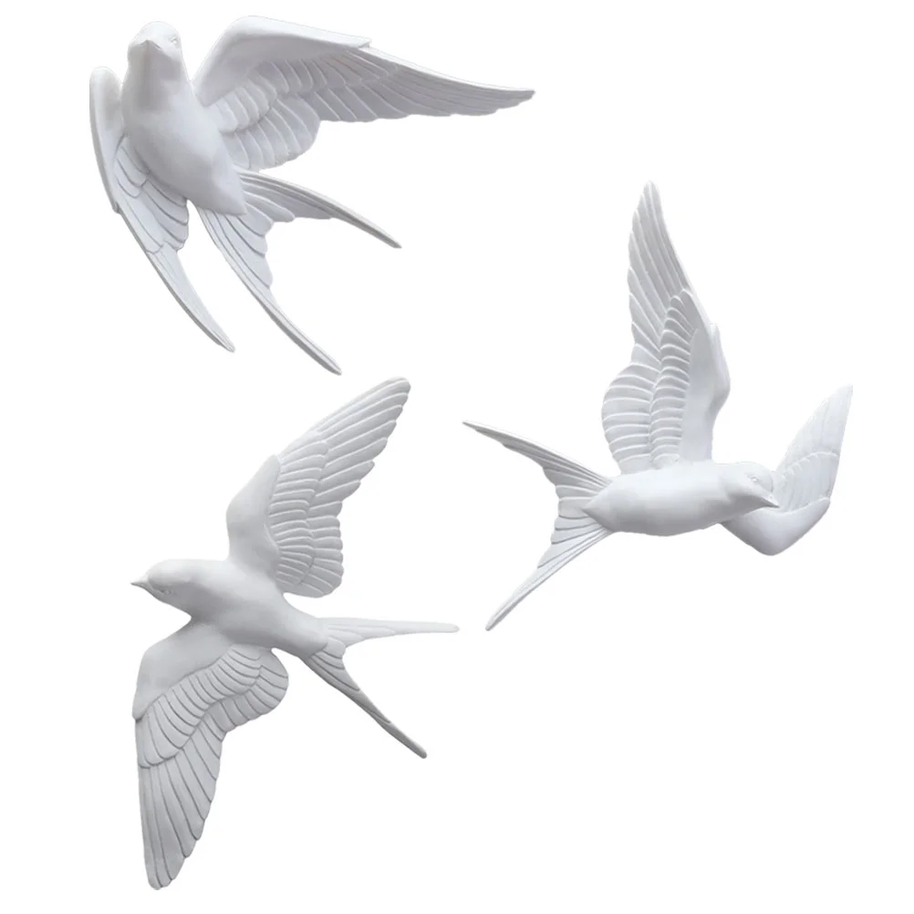 

3 Pcs Nordic Living Room Wall Decoration Pendant Swallow Three-dimensional Bird Crafts Swallows Decorations Resin Model Decors